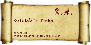Koletár Andor névjegykártya