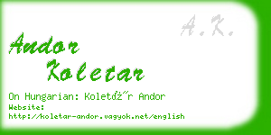 andor koletar business card